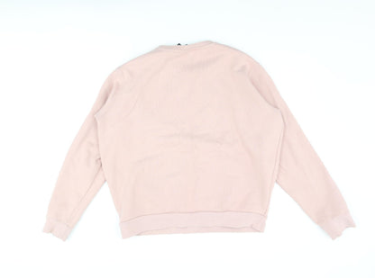 Back view of Ellesse women’s pink cotton pullover sweatshirt, size UK 12, pullover - logo