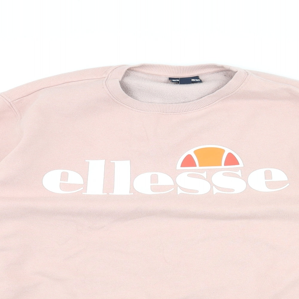 ellesse Womens Pink Cotton Pullover Sweatshirt Size 12 Pullover - Logo