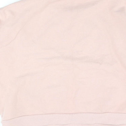 Brand and care label for Ellesse women’s pink cotton pullover sweatshirt, size UK 12, pullover - logo