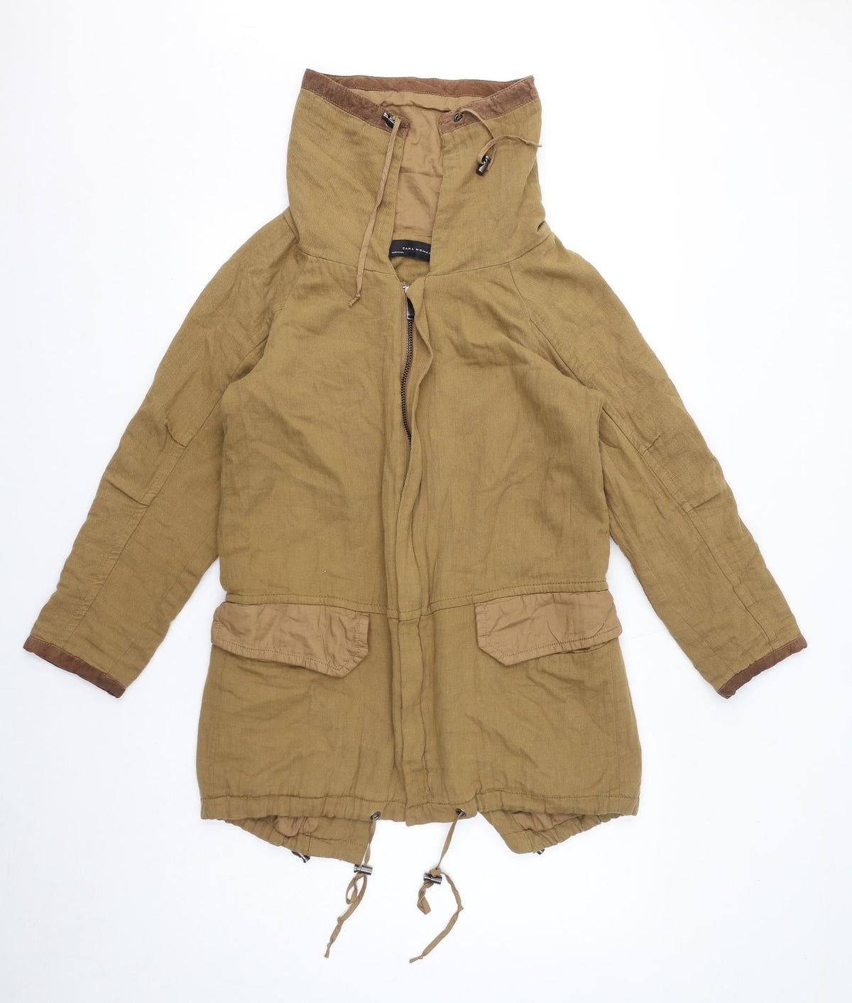 Zara Womens Brown Jacket Coat Size XS Zip