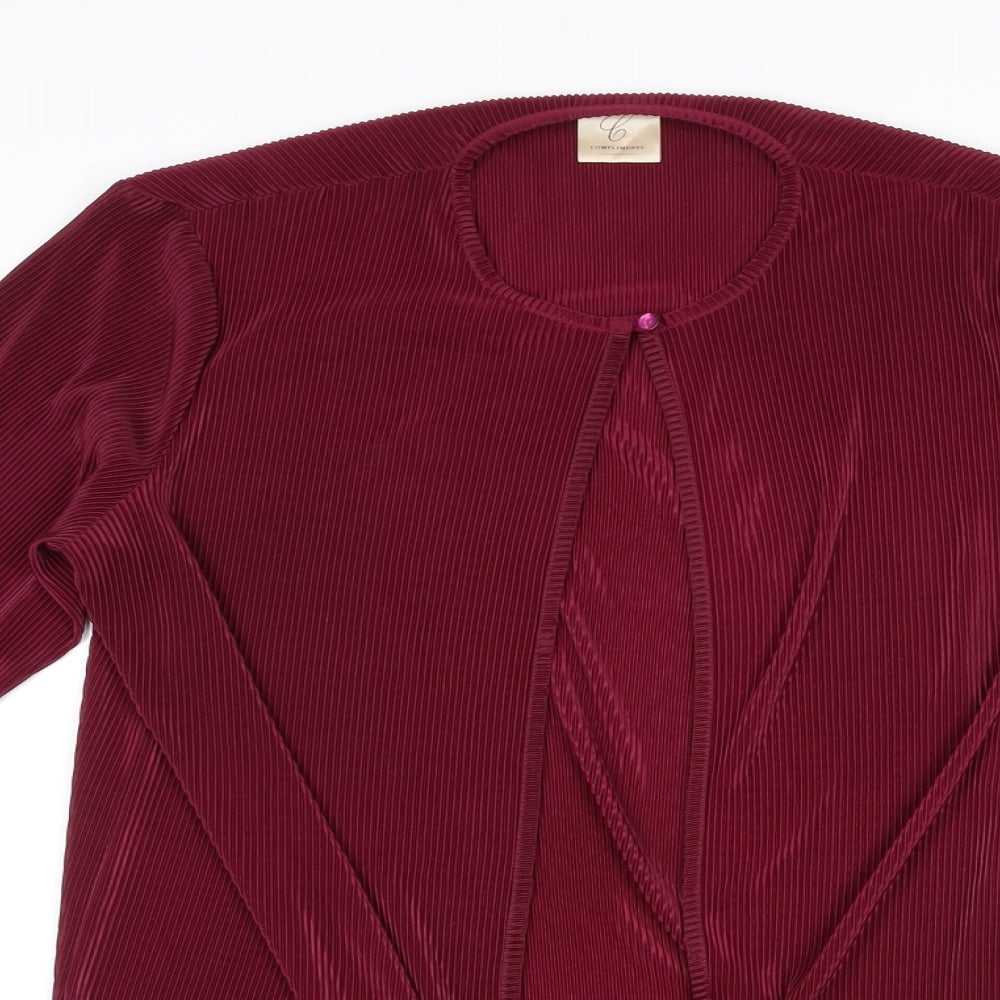 Compliments Womens Purple Round Neck Polyester Cardigan Jumper Size 16 - Size 16-18