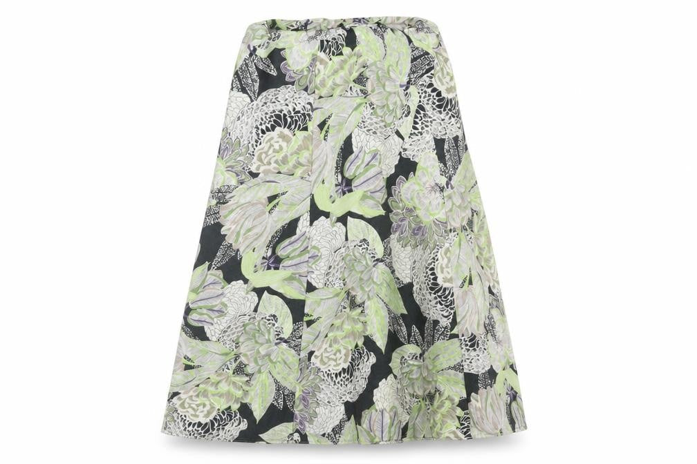 Marks & Spencer Womens Green Floral Polyester A-Line Skirt Size 8