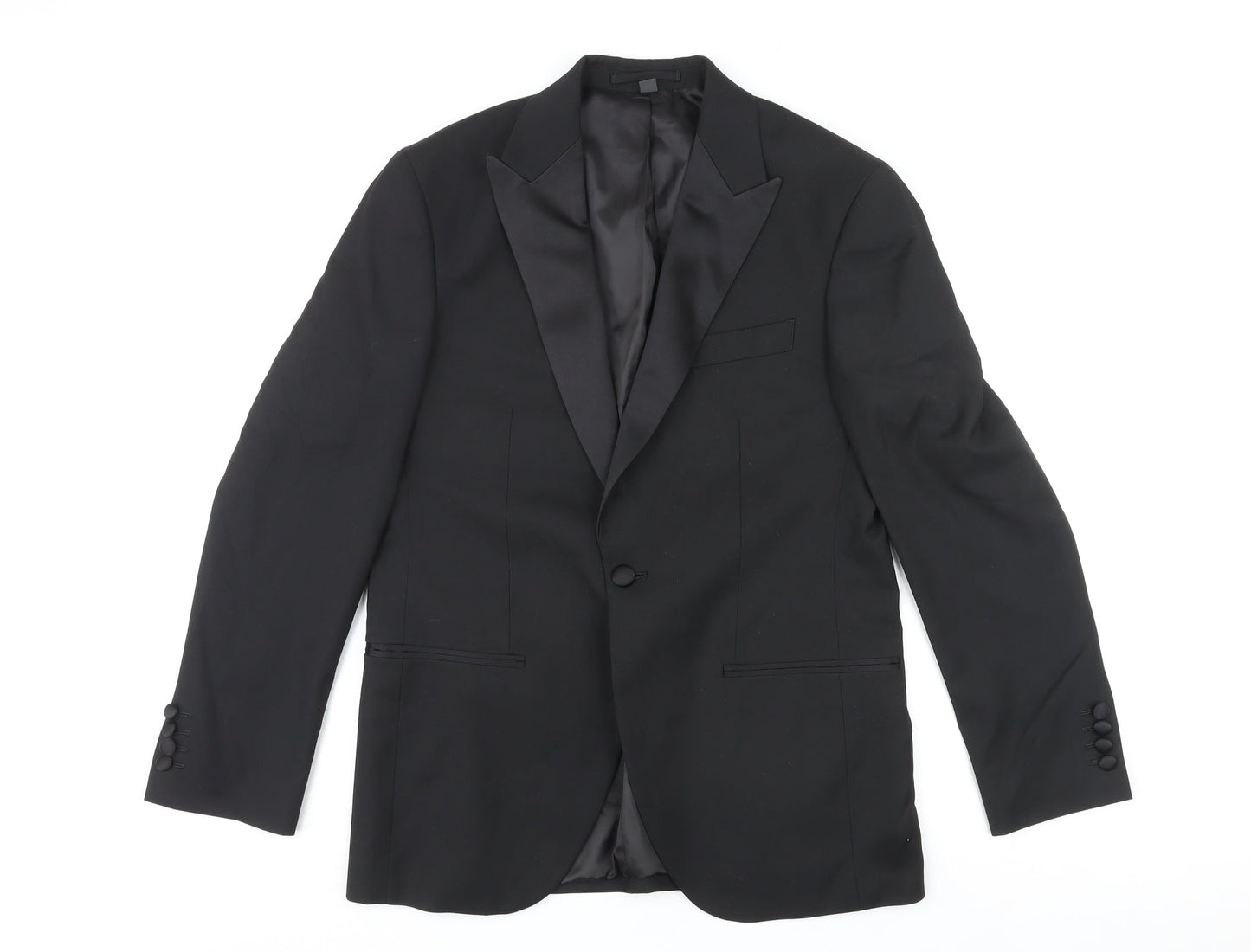 Marks and Spencer Mens Black Polyester Jacket Blazer Size 38 Regular