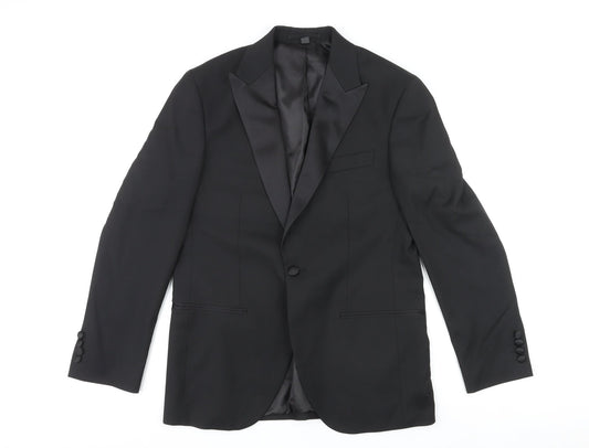 Marks and Spencer Mens Black Polyester Jacket Blazer Size 38 Regular