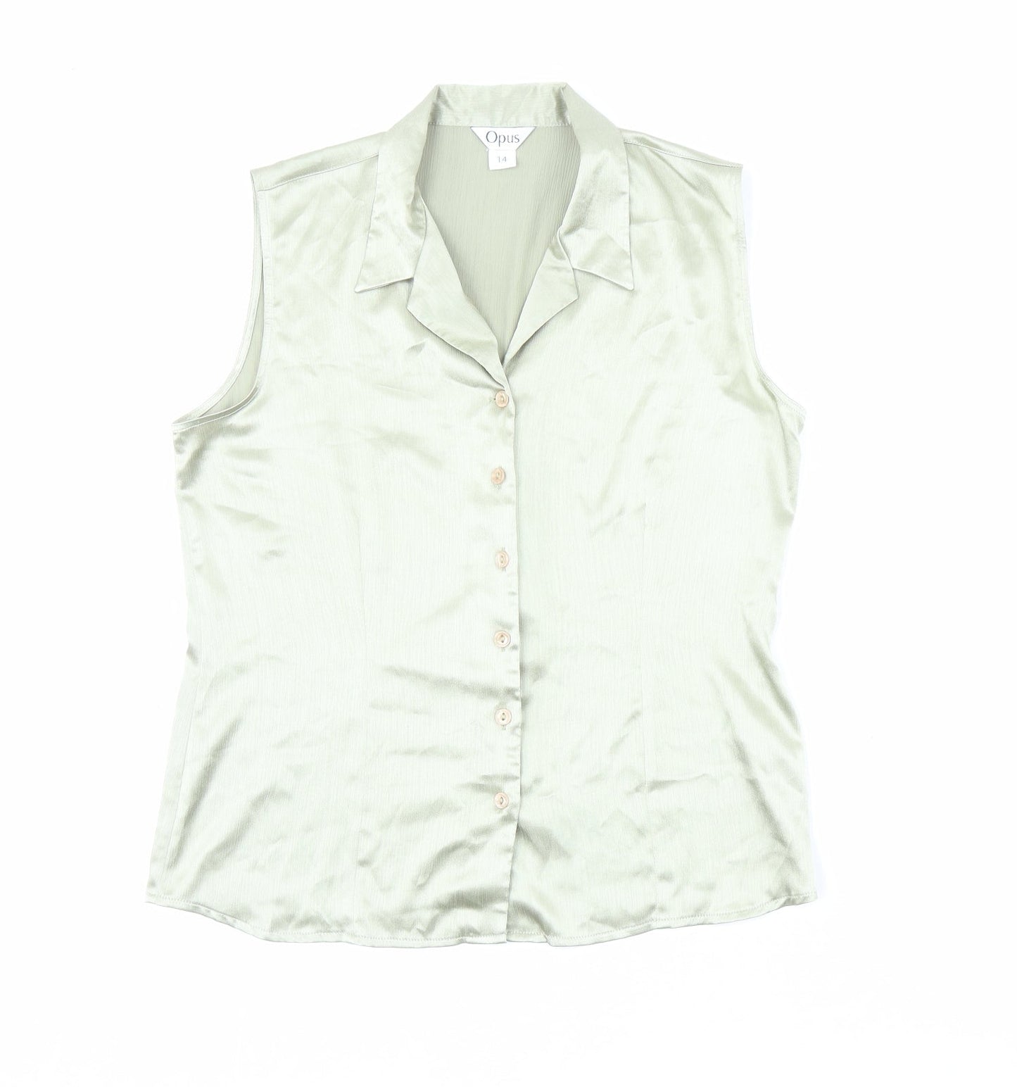 OPUS Womens Green Polyester Basic Button-Up Size 14 Collared