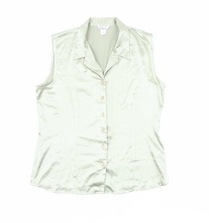 OPUS Womens Green Polyester Basic Button-Up Size 14 Collared