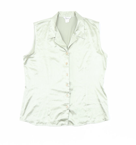 OPUS Womens Green Polyester Basic Button-Up Size 14 Collared