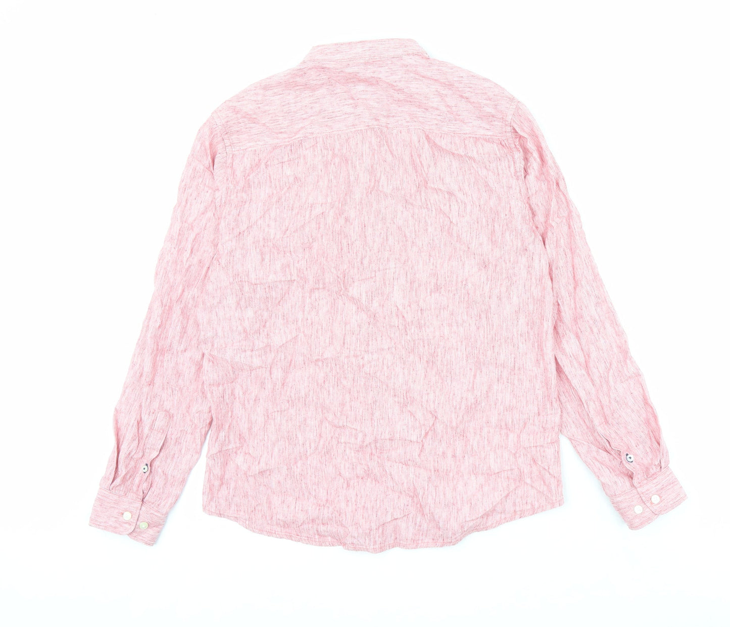 Net Play Mens Pink Cotton Button-Up Size 40 Mock Neck Button