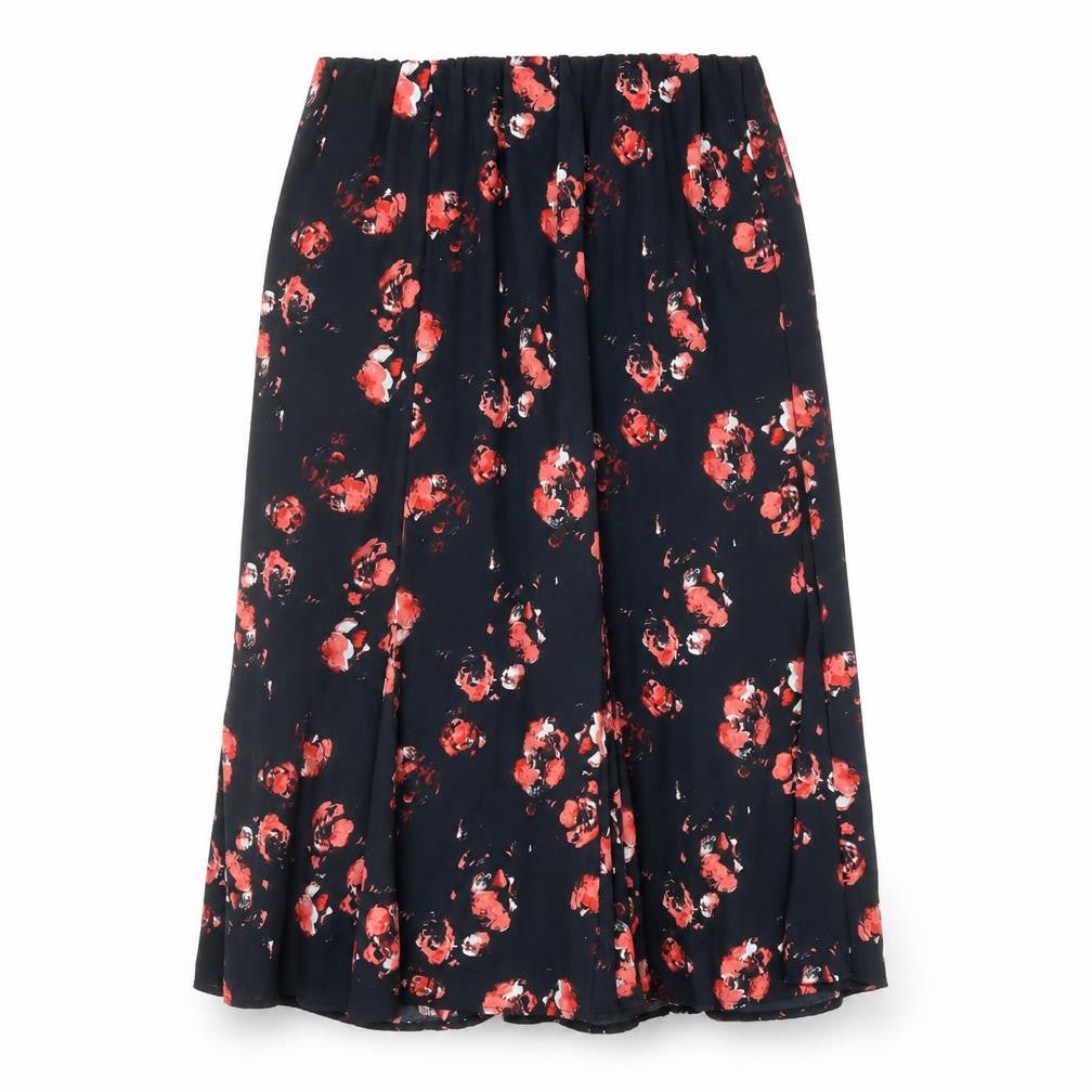 Créaline Womens Black Geometric Polyester Flare Skirt Size 14