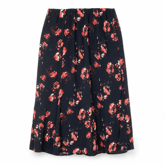 Créaline Womens Black Geometric Polyester Flare Skirt Size 14