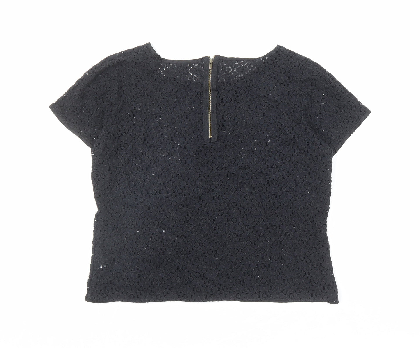 Hearts & Bows Womens Black Polyester Basic T-Shirt Size M Round Neck