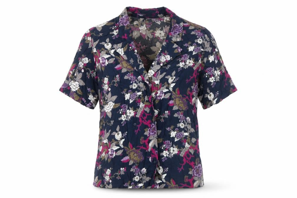 Rosanna Womens Blue Floral Viscose Basic Button-Up Size 12 Collared