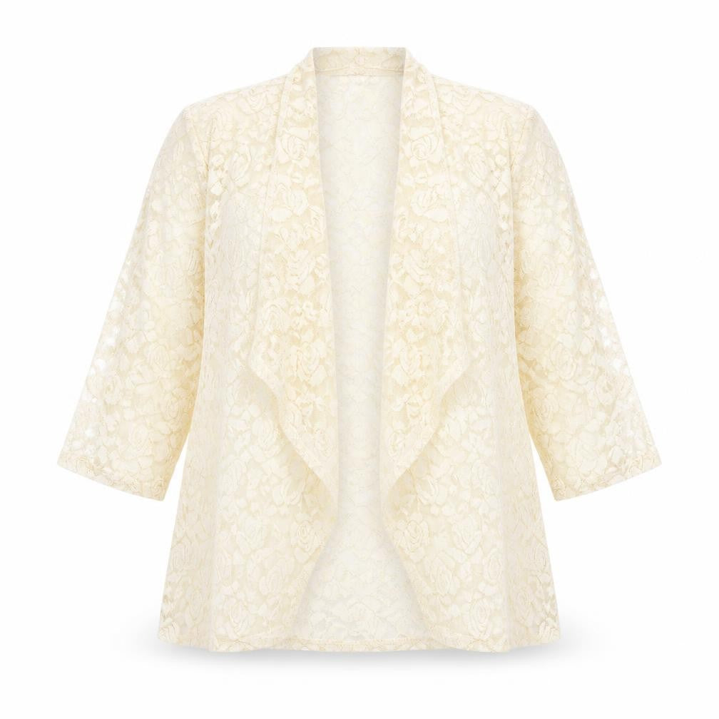 Charlotte Gold Womens Gold Floral Polyester Kimono Blouse Size 12 V-Neck - Open