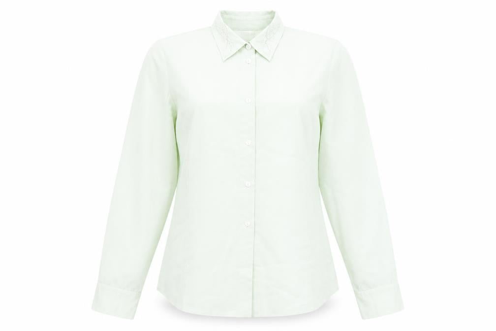 Habella Womens Green Polyester Basic Button-Up Size 12 Collared - Rhinestone Detail