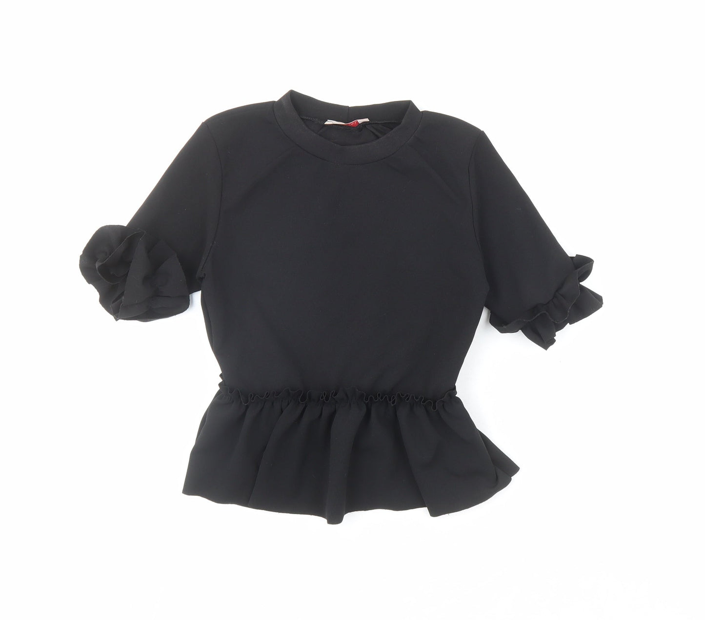 Style Plus Womens Black Polyester Basic Blouse Size 6 Round Neck