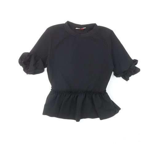 Style Plus Womens Black Polyester Basic Blouse Size 6 Round Neck