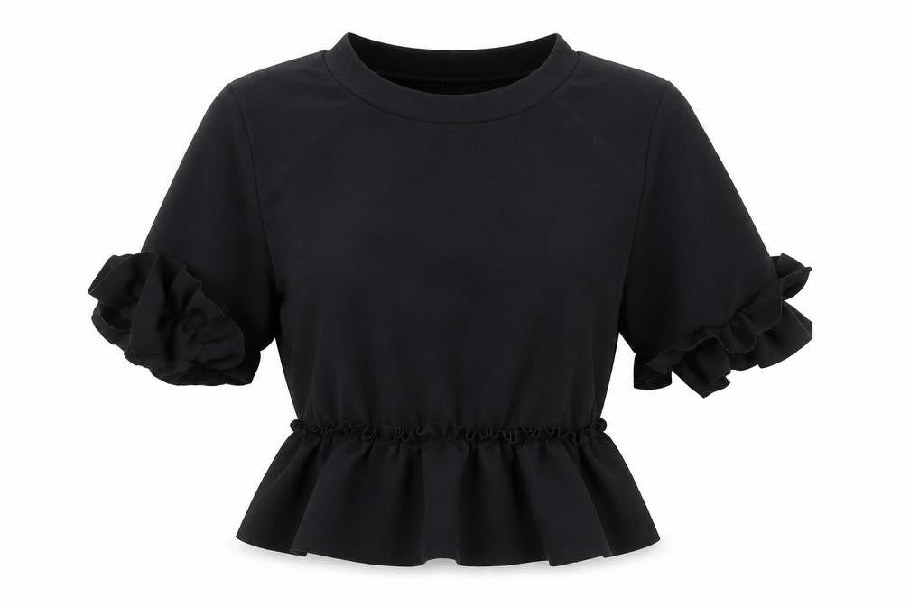 Style Plus Womens Black Polyester Basic Blouse Size 6 Round Neck