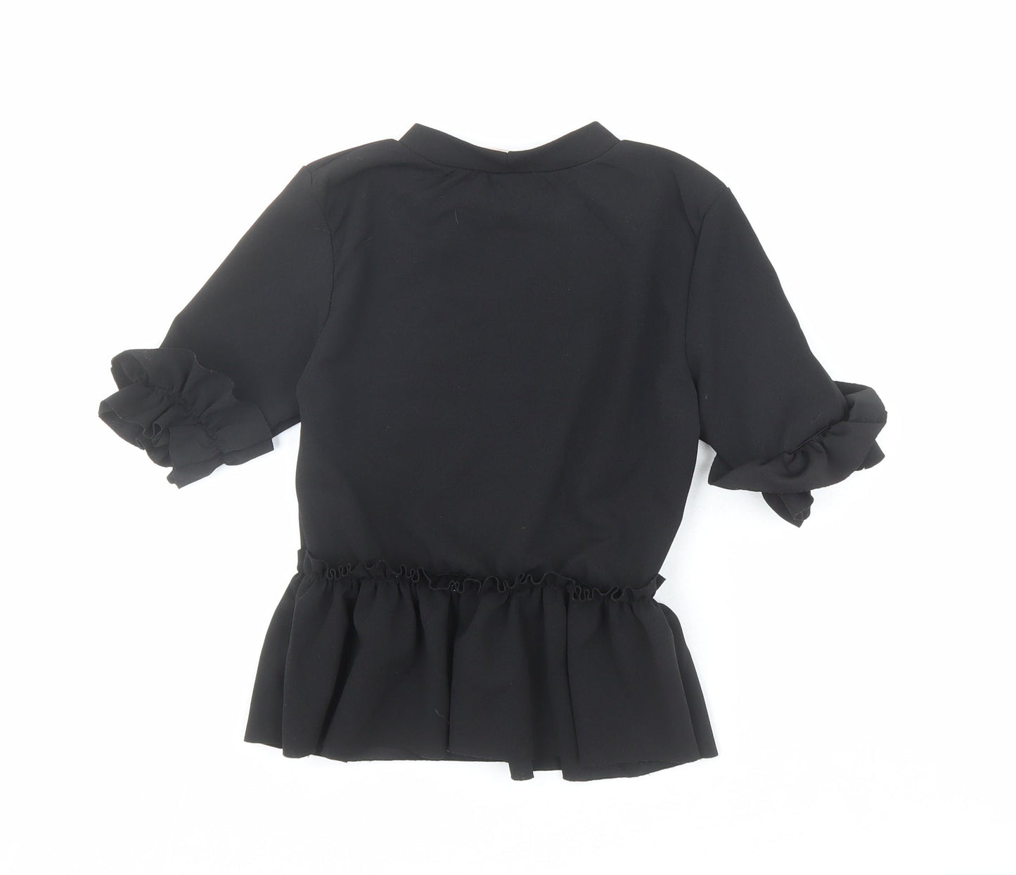 Style Plus Womens Black Polyester Basic Blouse Size 6 Round Neck