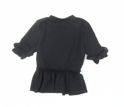 Style Plus Womens Black Polyester Basic Blouse Size 6 Round Neck