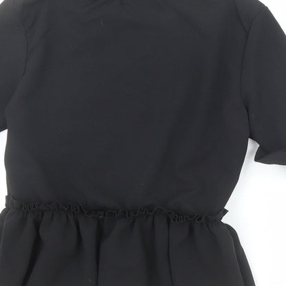 Style Plus Womens Black Polyester Basic Blouse Size 6 Round Neck