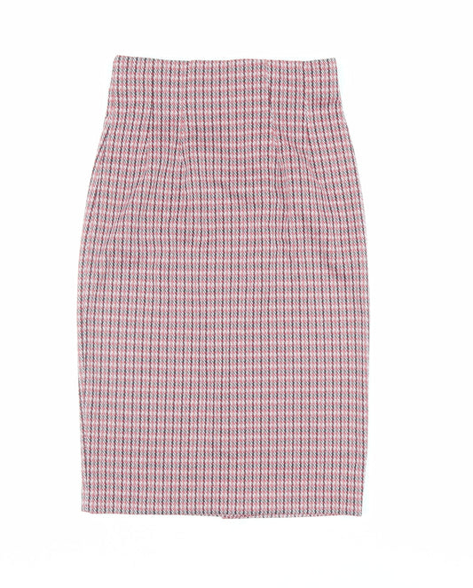 Marks and Spencer Womens Red Geometric Polyester Straight & Pencil Skirt Size 8