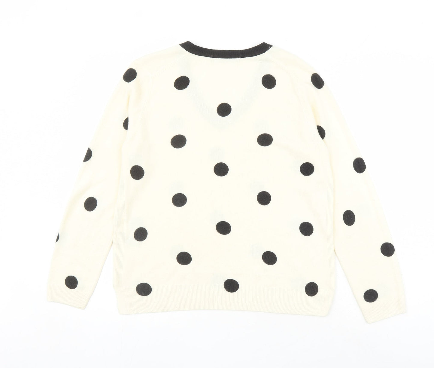 Marks and Spencer Womens Ivory V-Neck Polka Dot Acrylic Pullover Jumper Size 14