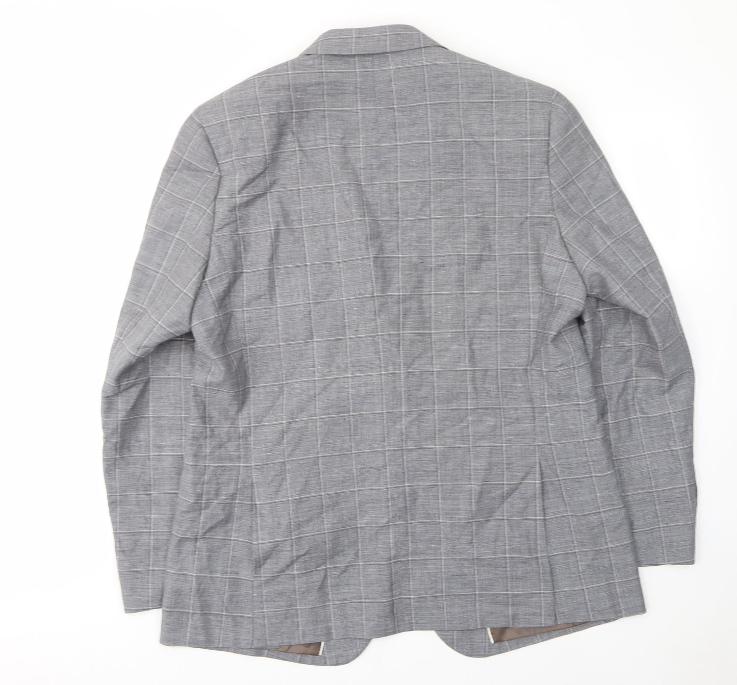 Marks and Spencer Mens Grey Plaid Wool Jacket Suit Jacket Size 44 Regular - Inside pockets