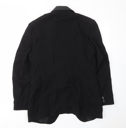 Hodges Mens Black Wool Jacket Suit Jacket Size 40 Regular - Inside pockets