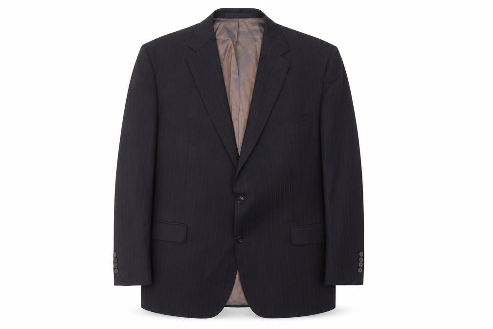 Marks & Spencer Mens Black Striped Wool Jacket Suit Jacket Size 48 Regular - Inside pockets