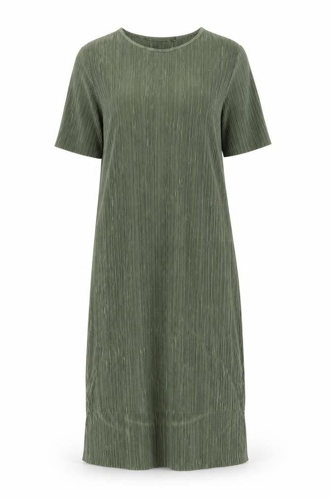 India Gray Womens Green Polyester A-Line Size 10 Crew Neck Pullover - Pleated