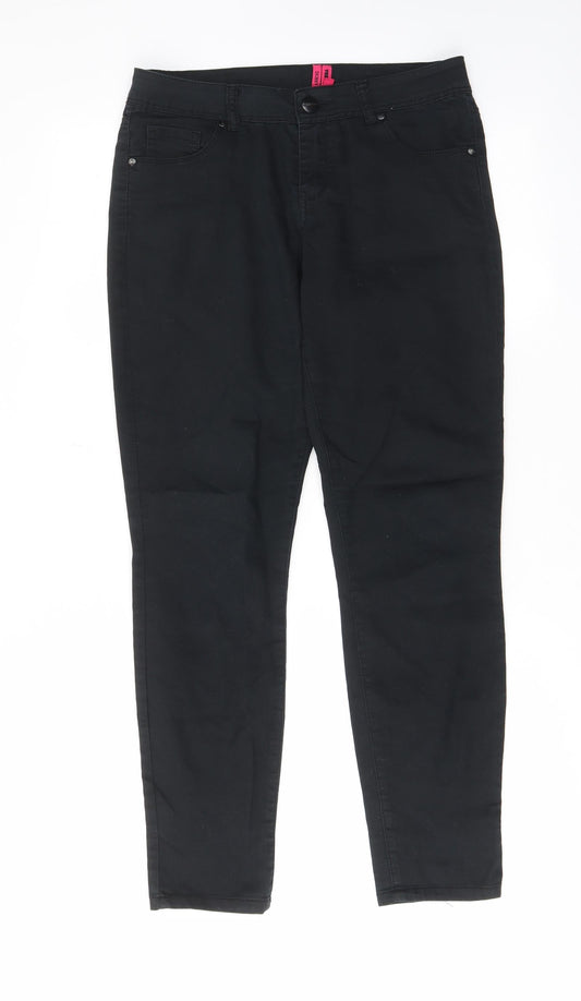 YesYes Womens Black Cotton Skinny Jeans Size 10 L28 in Regular Zip - Pockets