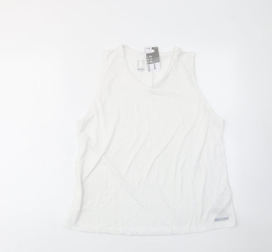 DECATHLON Boys White Polyester Basic Tank Size 16 Years V-Neck Pullover