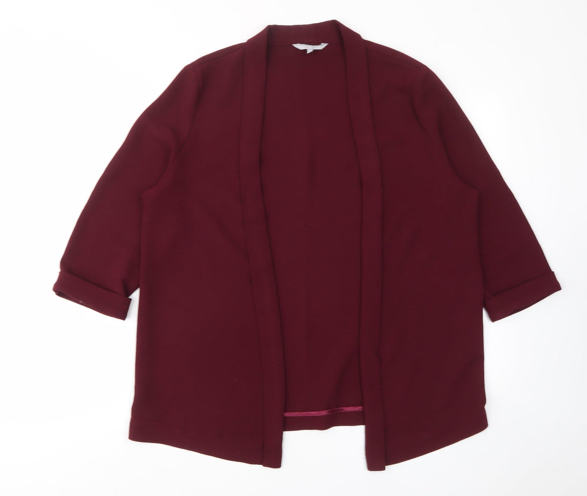 Additional front view of Red Herring women’s red jacket blazer, size UK 14, - open
