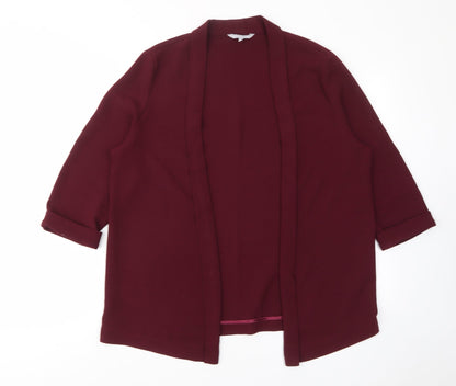 Additional front view of Red Herring women’s red jacket blazer, size UK 14, - open