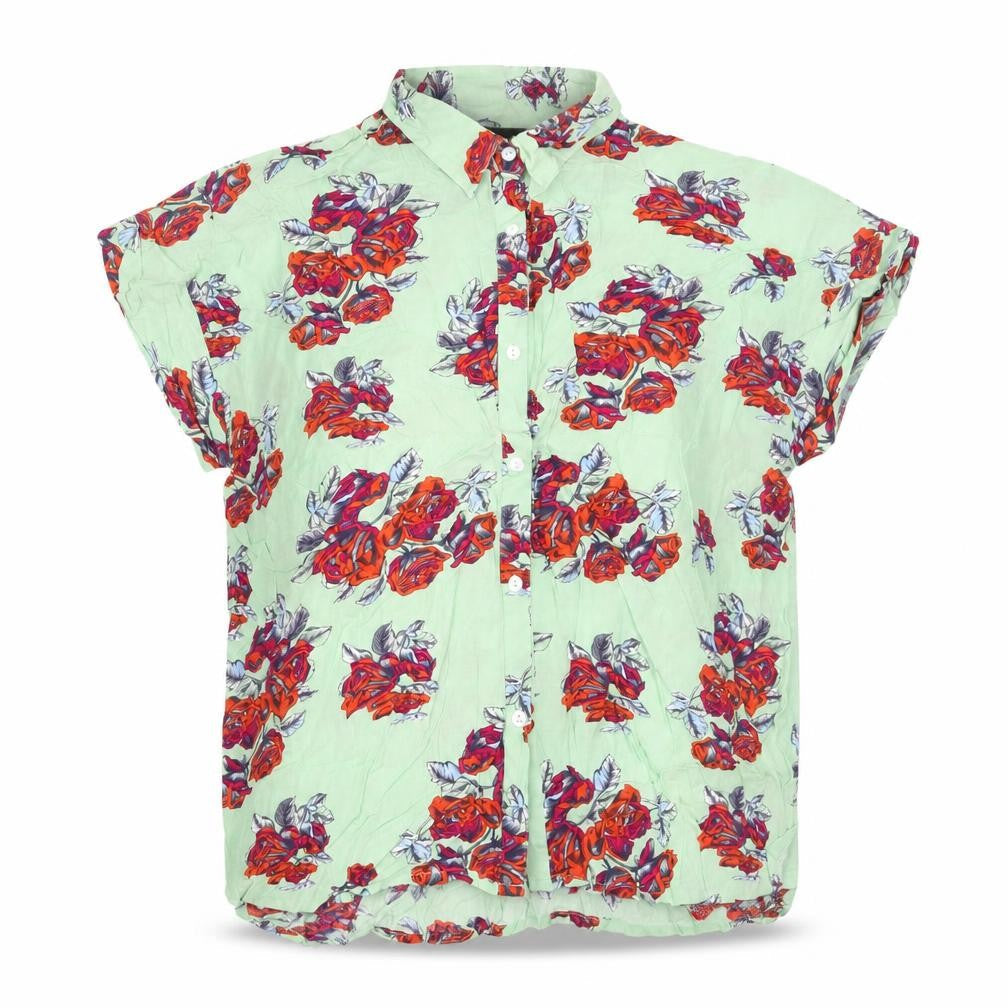 MINKPINK Womens Green Floral Viscose Basic Button-Up Size M Collared