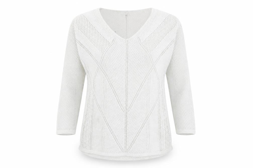 NEXT Womens White V-Neck Cotton Pullover Jumper Size 8
