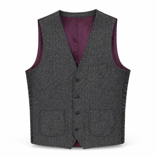 B&W Mens Grey Wool Jacket Suit Waistcoat Size M Regular