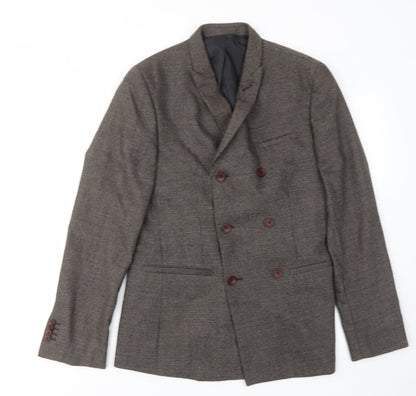 Additional front view of ASOS men’s brown wool jacket suit jacket, size 40, regular - inside pockets