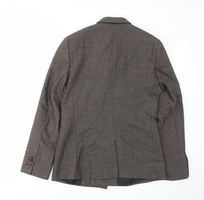 Back view of ASOS men’s brown wool jacket suit jacket, size 40, regular - inside pockets