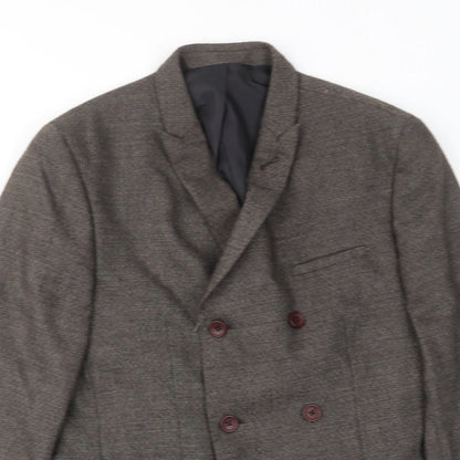 Close-up detail of ASOS men’s brown wool jacket suit jacket, size 40, regular - inside pockets