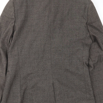 Brand and care label for ASOS men’s brown wool jacket suit jacket, size 40, regular - inside pockets