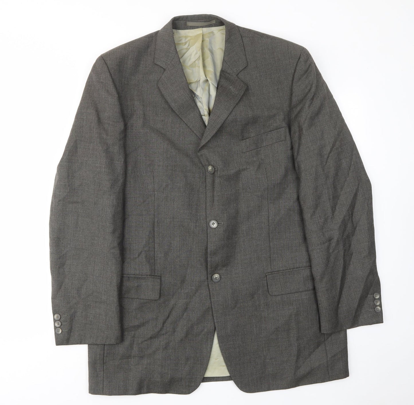 Karl Jackson Mens Grey Wool Jacket Suit Jacket Size 42 Regular - Inside pockets