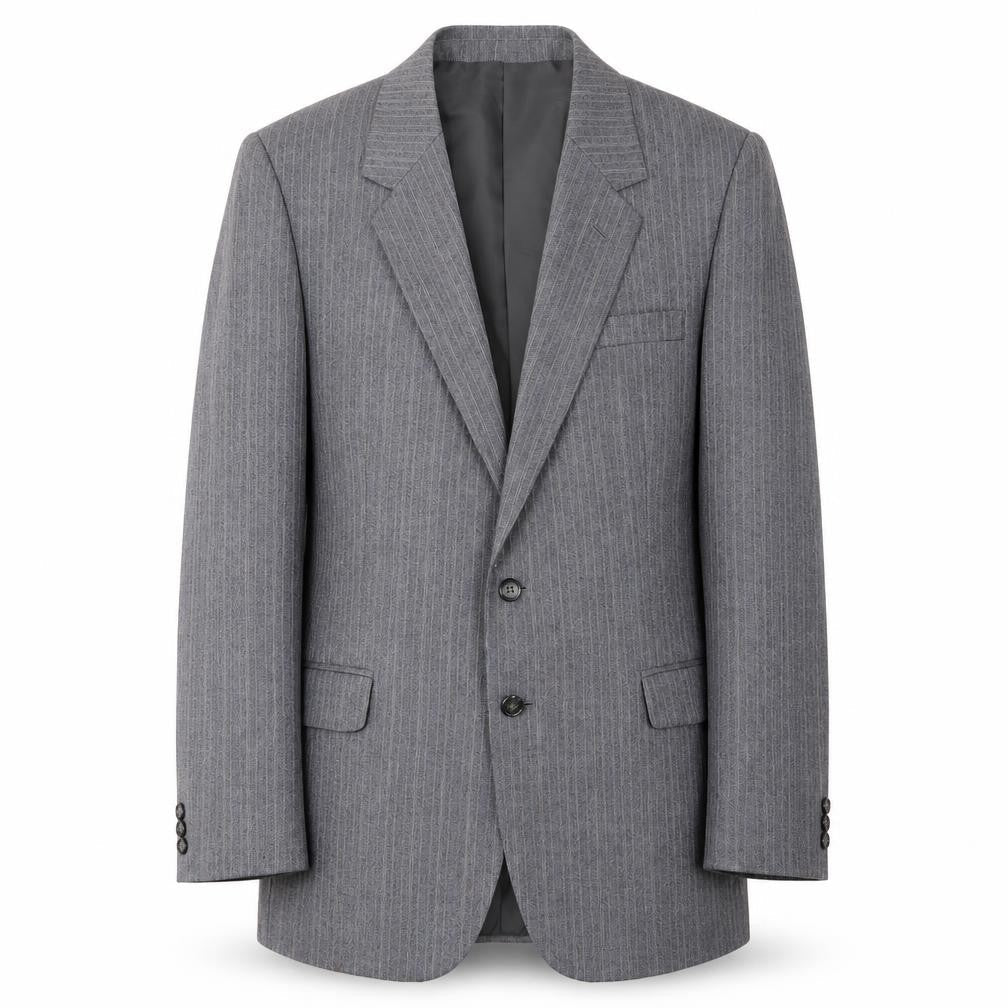 Greenwoods Mens Grey Striped Wool Jacket Suit Jacket Size 42 Regular - Inside pockets