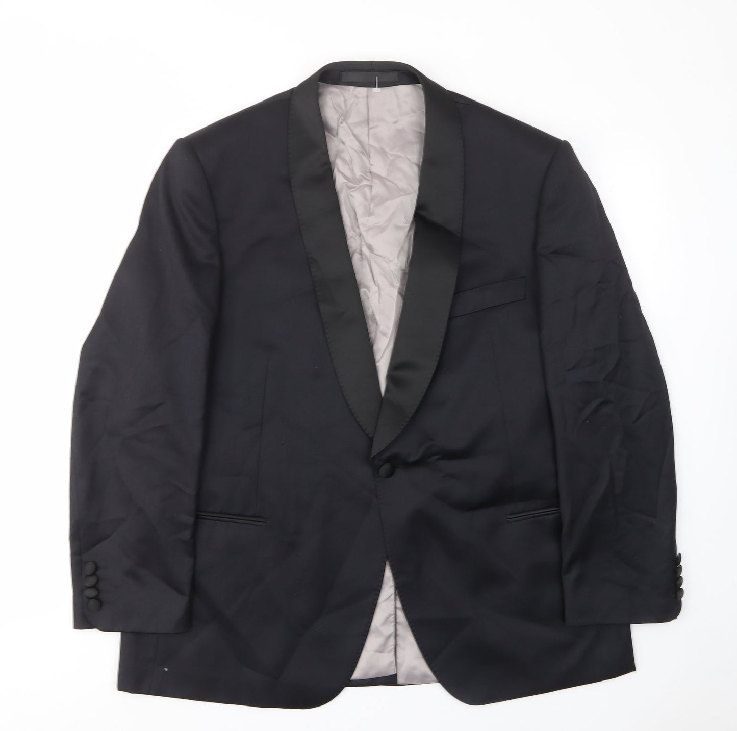 Marks and Spencer Mens Black Wool Jacket Suit Jacket Size 44 Regular - Inside pockets