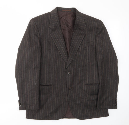 Turo Mens Brown Striped Wool Jacket Suit Jacket Size 40 Regular - Inside pockets