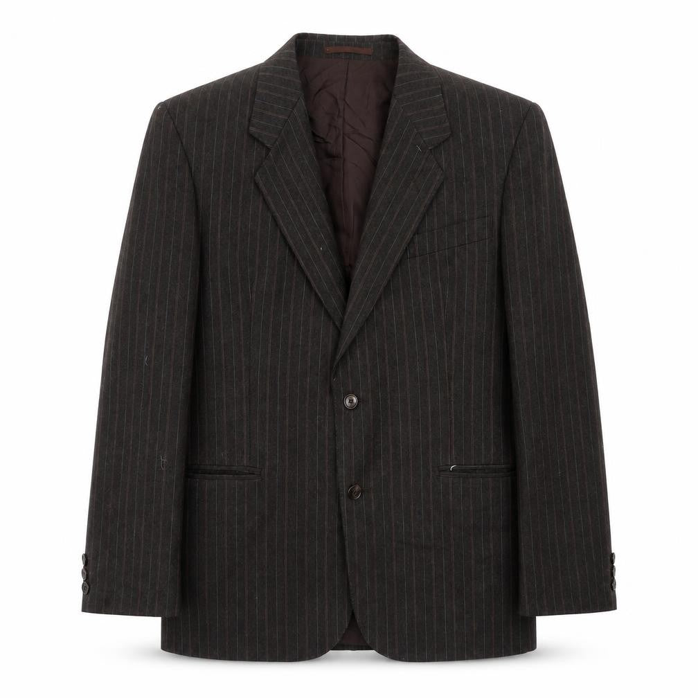 Turo Mens Brown Striped Wool Jacket Suit Jacket Size 40 Regular - Inside pockets