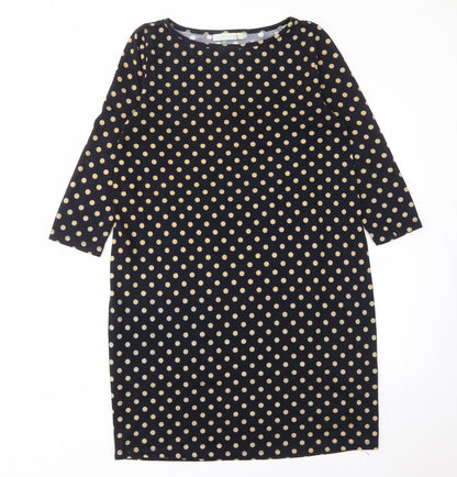 JoJo Maman Bébé Womens Blue Polka Dot Polyester A-Line Size M Boat Neck Pullover