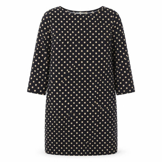 JoJo Maman Bébé Womens Blue Polka Dot Polyester A-Line Size M Boat Neck Pullover