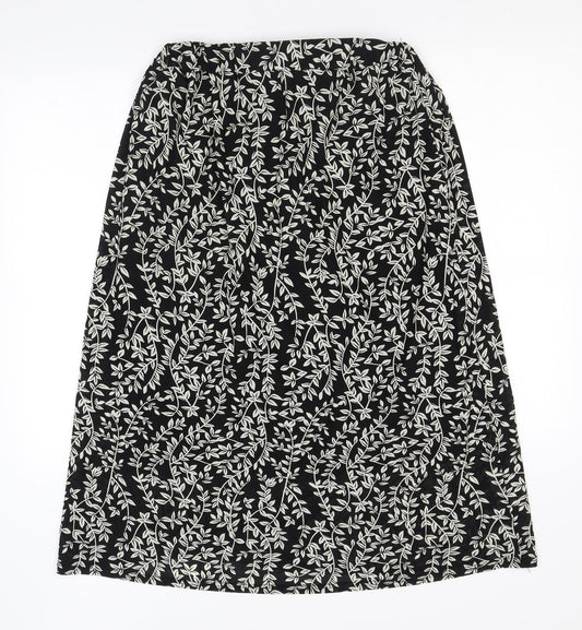 Lofty Manner Womens Black Floral Nylon A-Line Skirt Size M