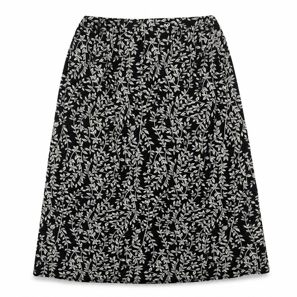 Lofty Manner Womens Black Floral Nylon A-Line Skirt Size M
